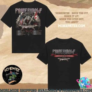 Powerwolf North American Tour 2025 With Dragonforce Dates List Merchandise Two Sides Unisex T-Shirt